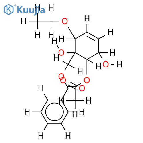 1S,2R,3R,4S-1-ethoxy-2-[(benzoyloxy)methyl]cyclohex-5-ene-2,3,4-triol 3-acetate structure