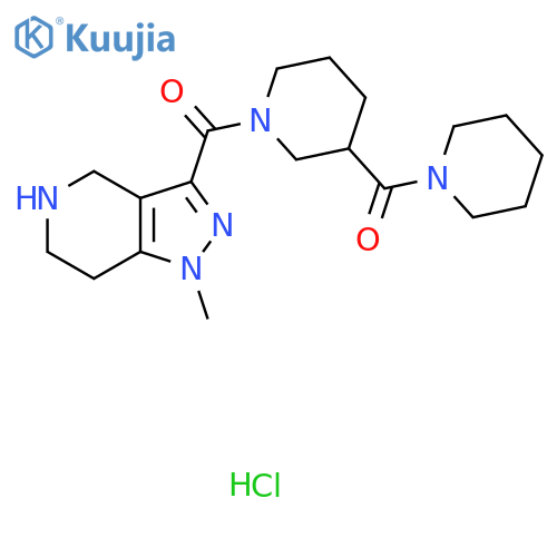 [1-(1-Methyl-4,5,6,7-tetrahydropyrazolo[4,3-c]pyridine-3-carbonyl)piperidin-3-yl]-piperidin-1-ylmethanone;hydrochloride structure