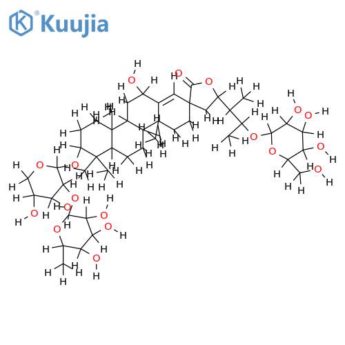 (3beta,12beta,19R,20S,21R)-19-(beta-D-glucopyranosyloxy)-12-hydroxy-3-{[O-alpha-L-rhamnopyranosyl-(1->2)-beta-D-xylopyranosyl]oxy}-18,19-secours-13(18)-ene-28,21-lactone structure