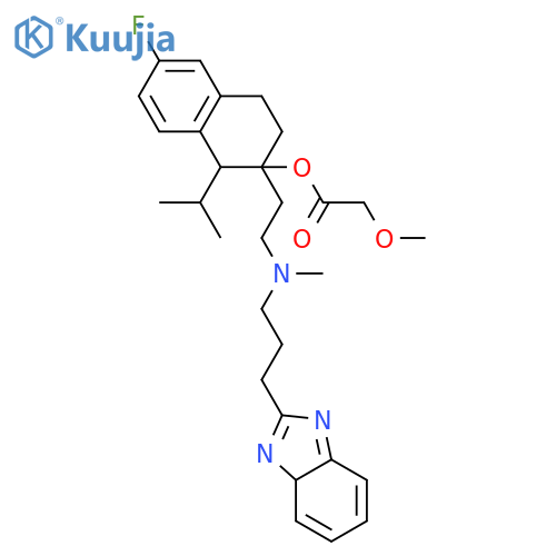 Acetic acid, 2-methoxy-, (1R,2R)-2-[2-[[3-(3aH-benzimidazol-2-yl)propyl]methylamino]ethyl]-6-fluoro-1,2,3,4-tetrahydro-1-(1-methylethyl)-2-naphthalenyl ester structure