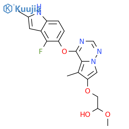 Ethanol, 2-[[4-[(4-fluoro-2-methyl-1H-indol-5-yl)oxy]-5-methylpyrrolo[2,1-f][1,2,4]triazin-6-yl]oxy]-1-methoxy- structure