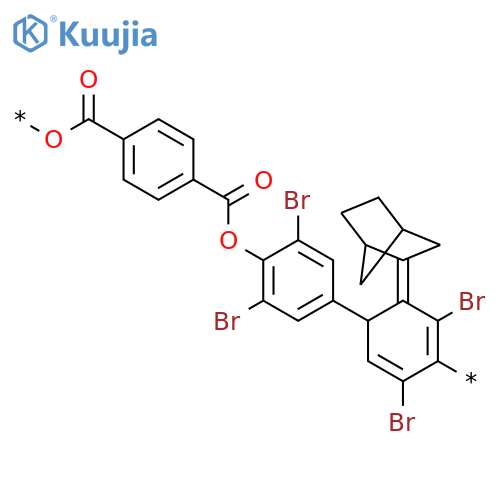 Poly[oxycarbonyl-1,4-phenylenecarbonyloxy(2,6-dibromo-1,4-phenylene)bicyclo[2.2.1]hept-2-ylidene(3,5-dibromo-1,4-phenylene)] structure