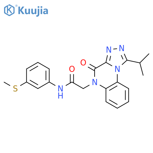 N-[3-(methylsulfanyl)phenyl]-2-[4-oxo-1-(propan-2-yl)-4H,5H-[1,2,4]triazolo[4,3-a]quinoxalin-5-yl]acetamide structure
