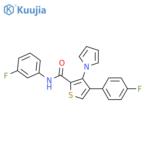 N-(3-fluorophenyl)-4-(4-fluorophenyl)-3-(1H-pyrrol-1-yl)thiophene-2-carboxamide structure