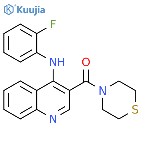 N-(2-fluorophenyl)-3-(thiomorpholine-4-carbonyl)quinolin-4-amine structure