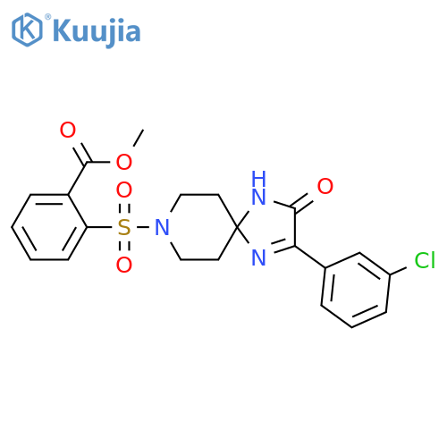 methyl 2-{[2-(3-chlorophenyl)-3-oxo-1,4,8-triazaspiro[4.5]dec-1-en-8-yl]sulfonyl}benzoate structure