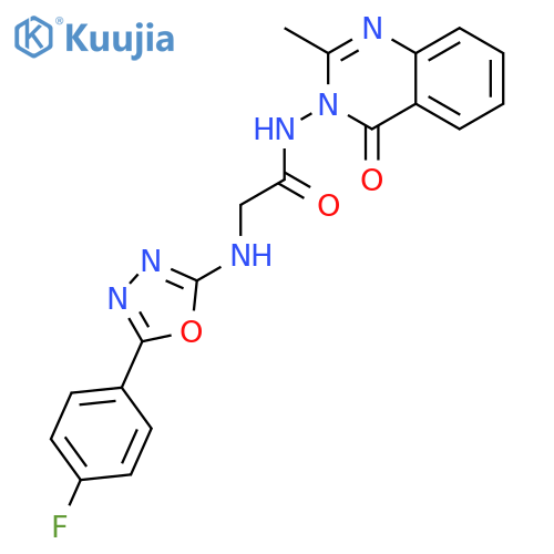 N~2~-[5-(4-fluorophenyl)-1,3,4-oxadiazol-2-yl]-N-(2-methyl-4-oxoquinazolin-3(4H)-yl)glycinamide structure