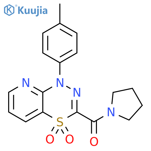 1-(4-methylphenyl)-3-(pyrrolidine-1-carbonyl)-1H-4lambda6-pyrido[2,3-e][1,3,4]thiadiazine-4,4-dione structure