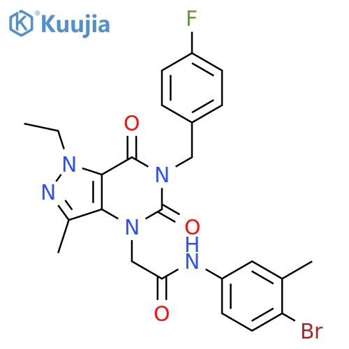 N-(4-bromo-3-methylphenyl)-2-{1-ethyl-6-[(4-fluorophenyl)methyl]-3-methyl-5,7-dioxo-1H,4H,5H,6H,7H-pyrazolo[4,3-d]pyrimidin-4-yl}acetamide structure