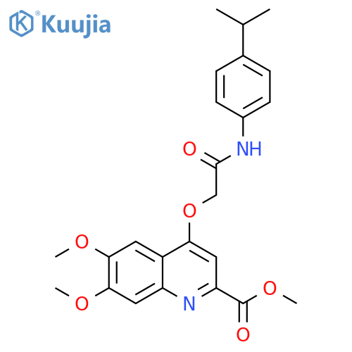 methyl 6,7-dimethoxy-4-({[4-(propan-2-yl)phenyl]carbamoyl}methoxy)quinoline-2-carboxylate structure