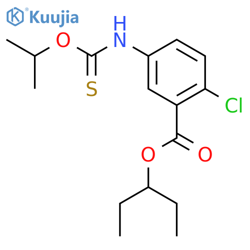 1-ethylpropyl 2-chloro-5-{[(1-methylethoxy)carbonothioyl]amino}benzoate structure