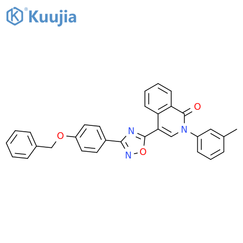 4-{3-[4-(benzyloxy)phenyl]-1,2,4-oxadiazol-5-yl}-2-(3-methylphenyl)-1,2-dihydroisoquinolin-1-one structure