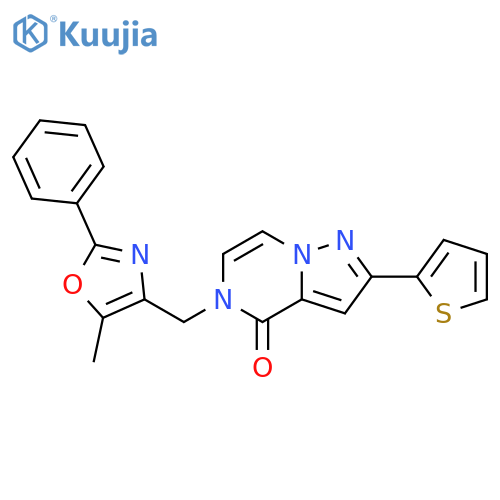 5-[(5-methyl-2-phenyl-1,3-oxazol-4-yl)methyl]-2-(thiophen-2-yl)-4H,5H-pyrazolo[1,5-a]pyrazin-4-one structure