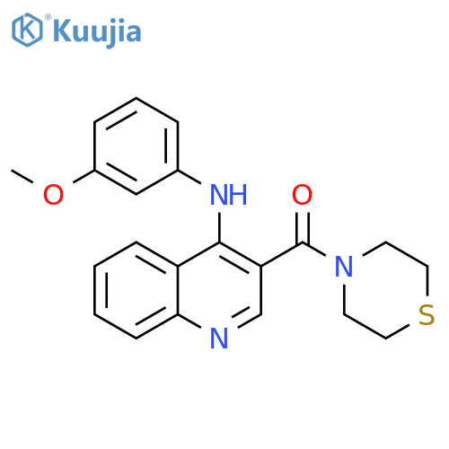N-(3-methoxyphenyl)-3-(thiomorpholine-4-carbonyl)quinolin-4-amine structure