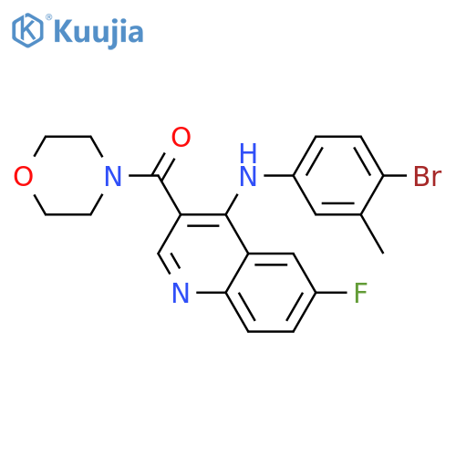 N-(4-bromo-3-methylphenyl)-6-fluoro-3-(morpholine-4-carbonyl)quinolin-4-amine structure