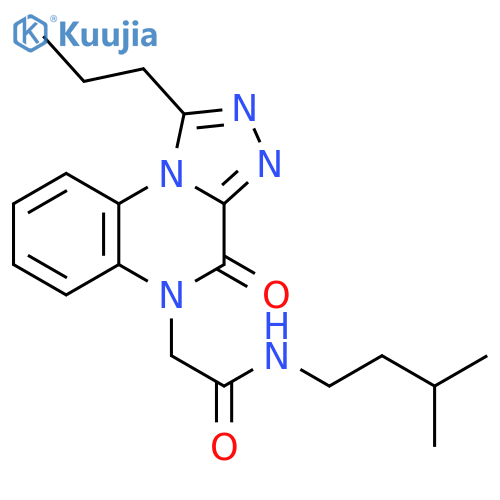 N-(3-methylbutyl)-2-{4-oxo-1-propyl-4H,5H-[1,2,4]triazolo[4,3-a]quinoxalin-5-yl}acetamide structure