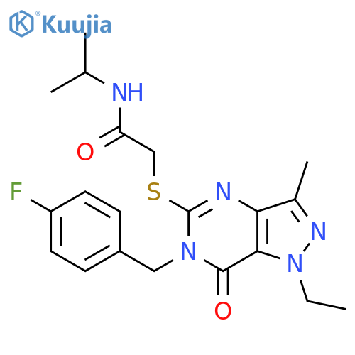 2-({1-ethyl-6-(4-fluorophenyl)methyl-3-methyl-7-oxo-1H,6H,7H-pyrazolo4,3-dpyrimidin-5-yl}sulfanyl)-N-(propan-2-yl)acetamide structure