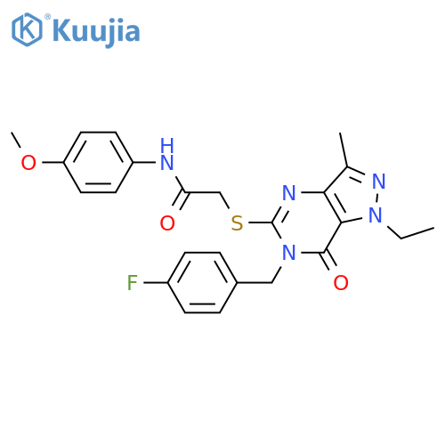 2-({1-ethyl-6-[(4-fluorophenyl)methyl]-3-methyl-7-oxo-1H,6H,7H-pyrazolo[4,3-d]pyrimidin-5-yl}sulfanyl)-N-(4-methoxyphenyl)acetamide structure