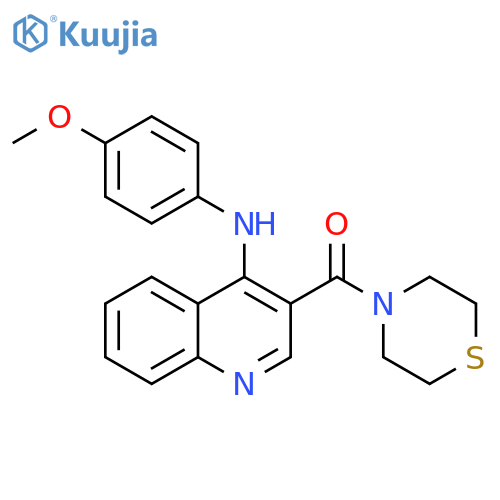 N-(4-methoxyphenyl)-3-(thiomorpholine-4-carbonyl)quinolin-4-amine structure
