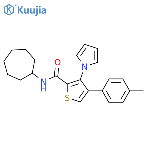 N-cycloheptyl-4-(4-methylphenyl)-3-(1H-pyrrol-1-yl)thiophene-2-carboxamide structure