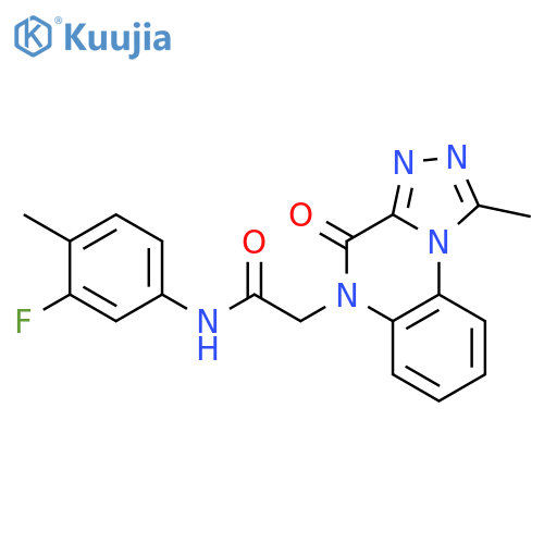 N-(3-fluoro-4-methylphenyl)-2-{1-methyl-4-oxo-4H,5H-[1,2,4]triazolo[4,3-a]quinoxalin-5-yl}acetamide structure