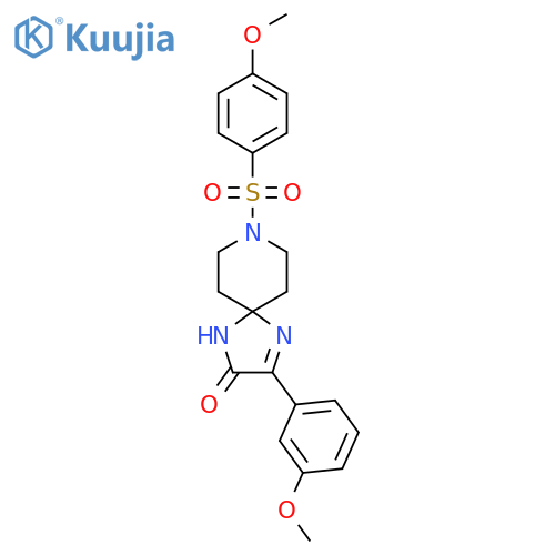 8-(4-methoxybenzenesulfonyl)-3-(3-methoxyphenyl)-1,4,8-triazaspiro[4.5]dec-3-en-2-one structure