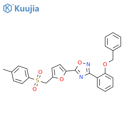 3-[2-(benzyloxy)phenyl]-5-{5-[(4-methylbenzenesulfonyl)methyl]furan-2-yl}-1,2,4-oxadiazole structure