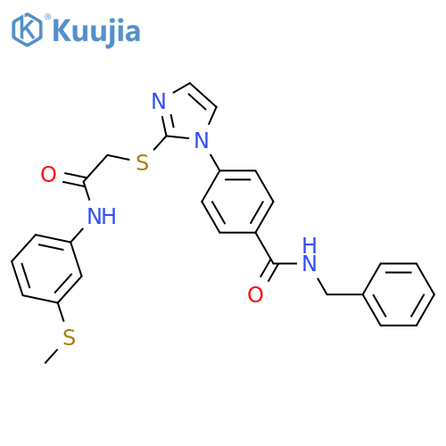 N-benzyl-4-{2-[({[3-(methylsulfanyl)phenyl]carbamoyl}methyl)sulfanyl]-1H-imidazol-1-yl}benzamide structure