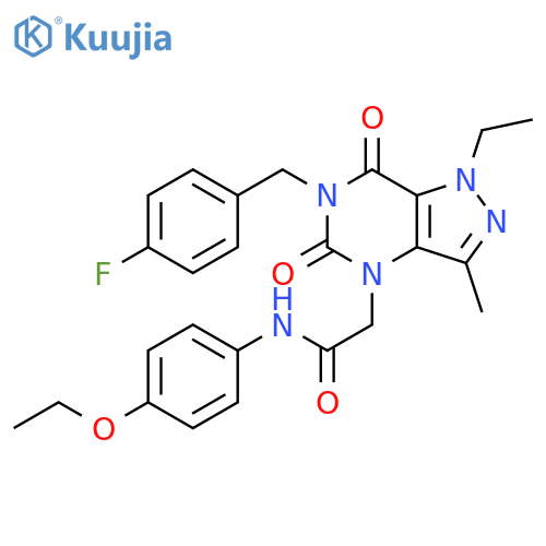 N-(4-ethoxyphenyl)-2-{1-ethyl-6-[(4-fluorophenyl)methyl]-3-methyl-5,7-dioxo-1H,4H,5H,6H,7H-pyrazolo[4,3-d]pyrimidin-4-yl}acetamide structure