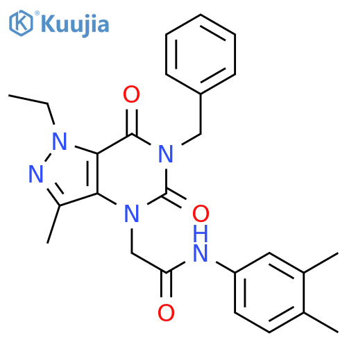 2-{6-benzyl-1-ethyl-3-methyl-5,7-dioxo-1H,4H,5H,6H,7H-pyrazolo[4,3-d]pyrimidin-4-yl}-N-(3,4-dimethylphenyl)acetamide structure