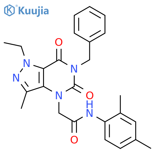 2-{6-benzyl-1-ethyl-3-methyl-5,7-dioxo-1H,4H,5H,6H,7H-pyrazolo[4,3-d]pyrimidin-4-yl}-N-(2,4-dimethylphenyl)acetamide structure