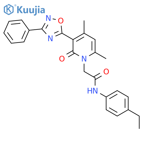 2-4,6-dimethyl-2-oxo-3-(3-phenyl-1,2,4-oxadiazol-5-yl)-1,2-dihydropyridin-1-yl-N-(4-ethylphenyl)acetamide structure