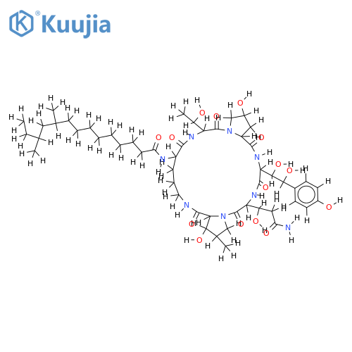 1-[N2-(10,12-Dimethyl-1-oxotetradecyl)-L-ornithine]-5-(3-hydroxy-L-glutamine)echinocandin B structure