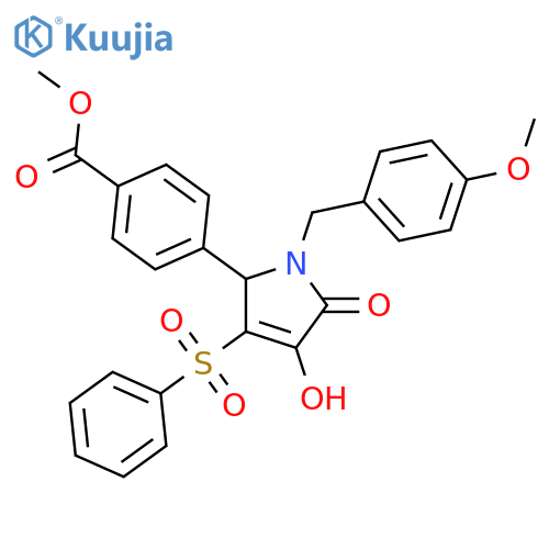methyl 4-[3-(benzenesulfonyl)-4-hydroxy-1-[(4-methoxyphenyl)methyl]-5-oxo-2,5-dihydro-1H-pyrrol-2-yl]benzoate structure