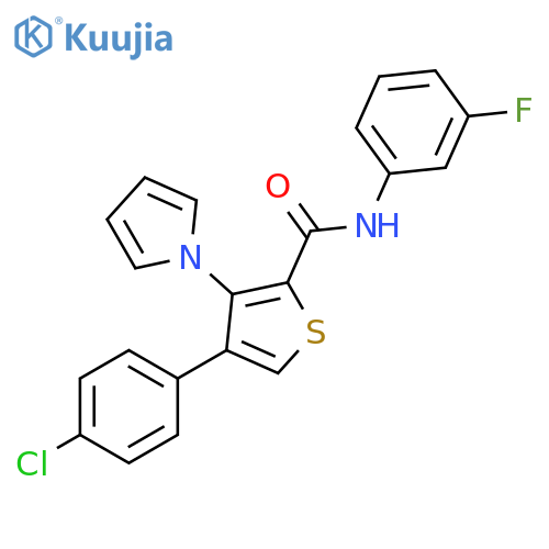 4-(4-chlorophenyl)-N-(3-fluorophenyl)-3-(1H-pyrrol-1-yl)thiophene-2-carboxamide structure