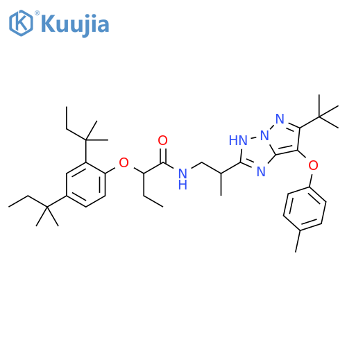 Butanamide,2-[2,4-bis(1,1-dimethylpropyl)phenoxy]-N-[2-[6-(1,1-dimethylethyl)-7-(4-methylphenoxy)-1H-pyrazolo[1,5-b][1,2,4]triazol-2-yl]propyl]- structure