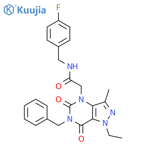 2-{6-benzyl-1-ethyl-3-methyl-5,7-dioxo-1H,4H,5H,6H,7H-pyrazolo[4,3-d]pyrimidin-4-yl}-N-[(4-fluorophenyl)methyl]acetamide structure