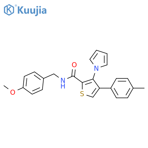 N-[(4-methoxyphenyl)methyl]-4-(4-methylphenyl)-3-(1H-pyrrol-1-yl)thiophene-2-carboxamide structure