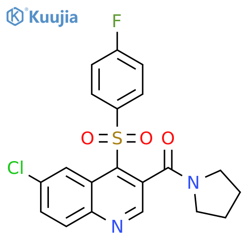 6-chloro-4-(4-fluorobenzenesulfonyl)-3-(pyrrolidine-1-carbonyl)quinoline structure