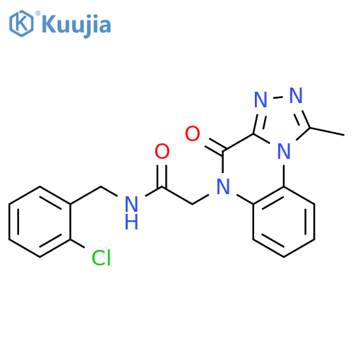 N-[(2-chlorophenyl)methyl]-2-{1-methyl-4-oxo-4H,5H-[1,2,4]triazolo[4,3-a]quinoxalin-5-yl}acetamide structure