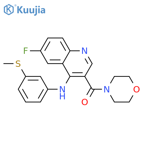 6-fluoro-N-[3-(methylsulfanyl)phenyl]-3-(morpholine-4-carbonyl)quinolin-4-amine structure