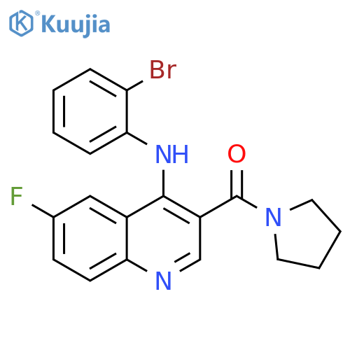 N-(2-bromophenyl)-6-fluoro-3-(pyrrolidine-1-carbonyl)quinolin-4-amine structure