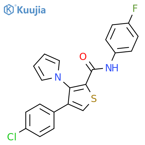 4-(4-chlorophenyl)-N-(4-fluorophenyl)-3-(1H-pyrrol-1-yl)thiophene-2-carboxamide structure