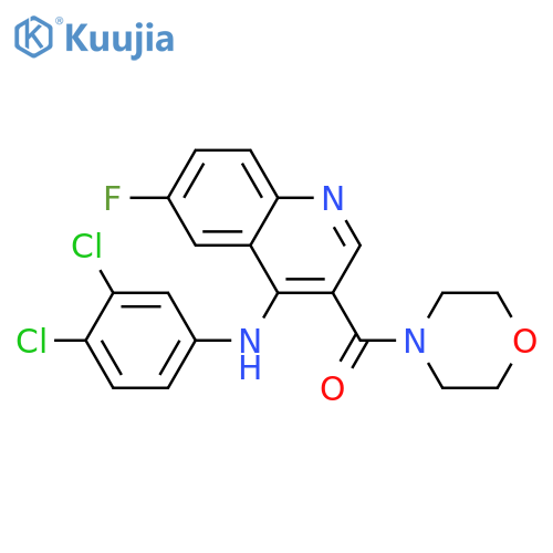 N-(3,4-dichlorophenyl)-6-fluoro-3-(morpholine-4-carbonyl)quinolin-4-amine structure