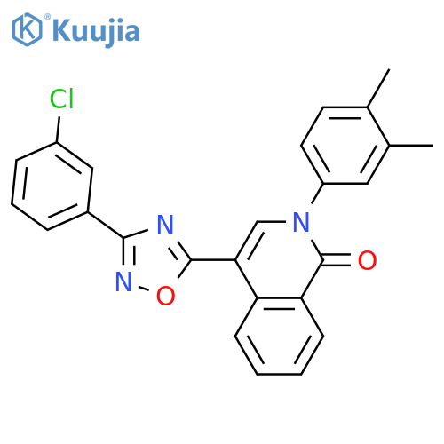 4-[3-(3-chlorophenyl)-1,2,4-oxadiazol-5-yl]-2-(3,4-dimethylphenyl)-1,2-dihydroisoquinolin-1-one structure