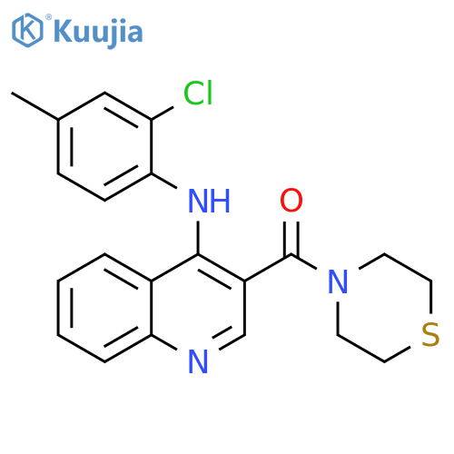 N-(2-chloro-4-methylphenyl)-3-(thiomorpholine-4-carbonyl)quinolin-4-amine structure