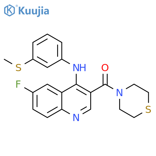 6-fluoro-N-[3-(methylsulfanyl)phenyl]-3-(thiomorpholine-4-carbonyl)quinolin-4-amine structure
