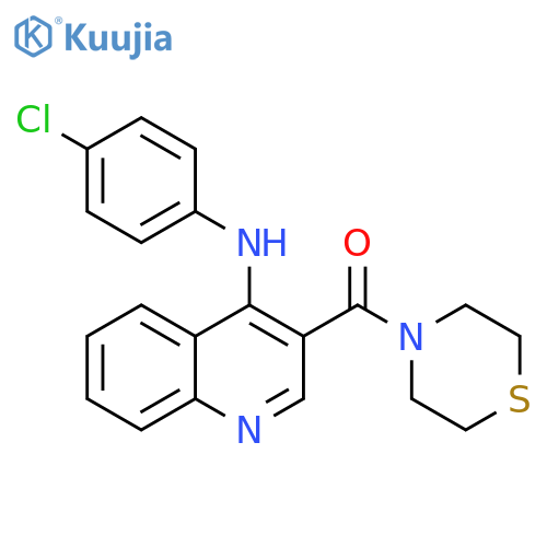 N-(4-chlorophenyl)-3-(thiomorpholine-4-carbonyl)quinolin-4-amine structure