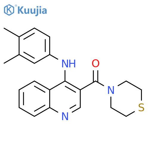 N-(3,4-dimethylphenyl)-3-(thiomorpholine-4-carbonyl)quinolin-4-amine structure