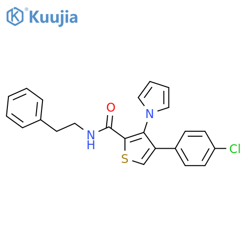 4-(4-chlorophenyl)-N-(2-phenylethyl)-3-(1H-pyrrol-1-yl)thiophene-2-carboxamide structure